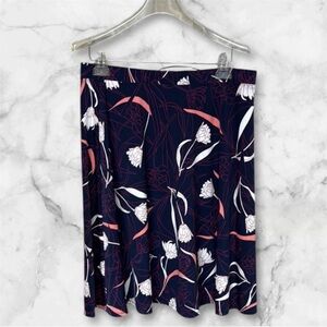 Gilli Blue Skater Skirt Knee-Length Casual Resort Wear floral stretchy material